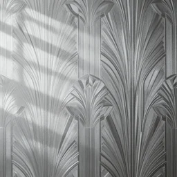 symmetry, repeating pattern silver wall paper. art deco