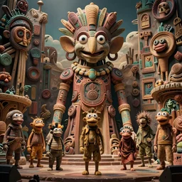 detailed ultrarealistic photography of cyberpunk postapocalyptic muppet show organic rustic robust tribal cthulhu statue craig mullins, vallejo, moebius, ian miller, wayne barlowe, greg rutkowski, mucha cinematic, full shot, symmetric