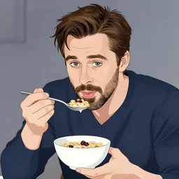junji ito illustration of ryan gosling eating cereal