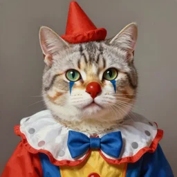 detailed portrait of a cat dressed as a clown, by justin gerard and greg rutkowski, digital art, realistic painting, dnd, dungeons & dragons, character design, trending on artstation