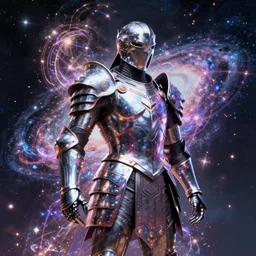 Gladiator armor made of galaxies and sci fi parts conjuring cosmic energy, surrealism, smooth, intricate, elegant, galactic energy, power aura, neon glowing spells, digital painting, artstation, concept art, high tech fantasy, sharp focus, illustration, art by Jason Chan and Riot Studios and Blizzard Studios