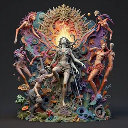 the dream of creation, metaphysical art, fantasy, surrealism, zbrush, unreal engine, vibrant, detailed, by banksy, chris mars, and tim doyle