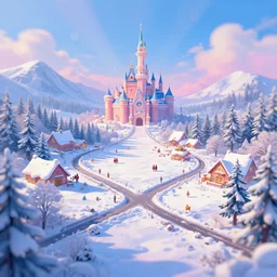 wonderland fairytale valley winter landscape crossroad beauty vibrant digital matte artstation, cgsociety, 8k Beeple Charlie Bowater dynamic radiating a bokeh color filter harmony auto focus