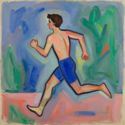 guy running from time matisse style