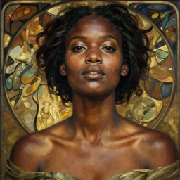 upper body portrait, brown skinned woman, artgerm, alphonse mucha