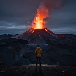 A traveler flew her drone at night over an erupting volcano in Iceland and these are the incredible award winning pictures she took