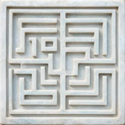 serpentine maze, fine details, carved soapstone relief paneling white and pale blue