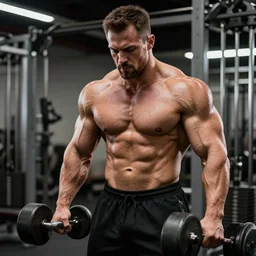 a hunky cyborg working out