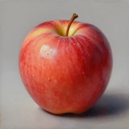 a hyper-realistic studio oil painting of one!!! single!!! apple; hyper-detailed; an extraordinary masterpiece!!!; flawless; trending on artstation