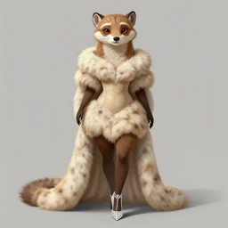 symmetrical : detailed illustration : ferret character : wearing a sexy fur dress : wearing diamonds stiletto : head torso legs : behance artstation : lorax movie