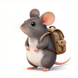 a mouse with a backpack illustration, realistic