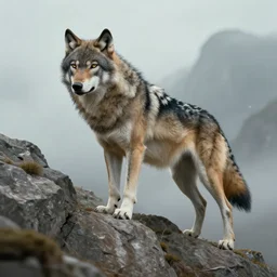 digital art concept of an ancient wolf that likes to climb mountains