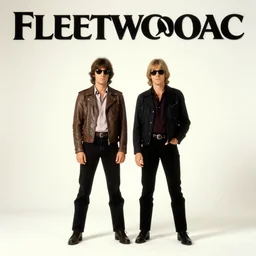 “2 people standing, in the style of Fleetwood Mac rumours album cover”
