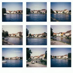 collage of polaroid photographs of ( ( ( ( ( ( ( ( balatonfured, a resort town in veszprem county, in hungary ) ) ) ) ) ) ) ), summer, july of 1 9 8 0