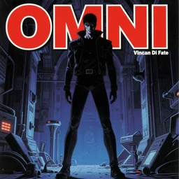 1979 OMNI Magazine Cover depicting a tall creepy man standing in a lair. Cyberpunk Akira style by Vincent Di Fate