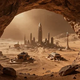 huge alien city inside a cave, Mars