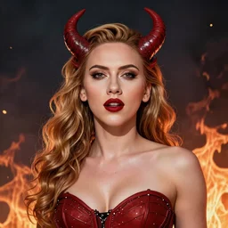 demonic lofi queen of hell portrait of scarlett johansson, fire and flame of hell serpent, Pixar style, by Tristan Eaton Stanley Artgerm and Tom Bagshaw.