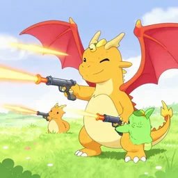 shooting cute dragons with lazer guns by chiho aoshima