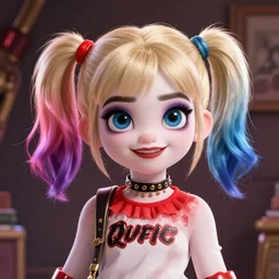 lofi portrait of harley quinn, Pixar style, by Tristan Eaton Stanley Artgerm and Tom Bagshaw.