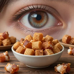 eye level landscape Professional arrangement of breadcrumbs in a bowl on a table, surrounded by pork rinds, hyper realistic, ultra detailed, cinematic, dynamic lighting, photorealistic, refined, intricate, digital art, digital painting, masterpiece, 8k