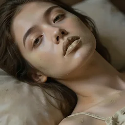 woman\'s lips made of clay on a bed