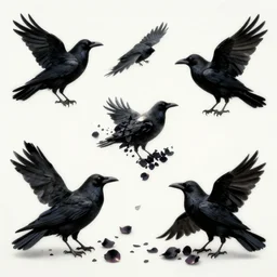 flock of ravens made of black! rose petals!!, expressionist, album art, by bridget riley