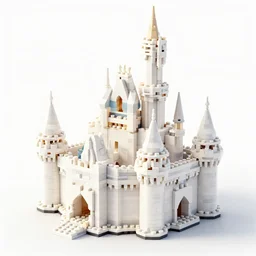 an amazing white fantasy castle with towers and spiers, bricks, like white marble and built entirely using lego,, 3 d render, unreal engine trending on artstation, top selection on unsplash.
