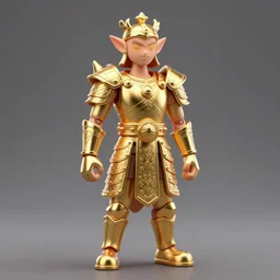 full body 3 d render of chrome elven warrior king claymation gold - plated vinyl action figure munny, studio lighting, grey background, no shadow, blender, trending on artstation, 8 k, highly detailed