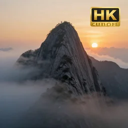 tall mountain, realistic, detailed, fog, award winning photo, sunset, 8 k