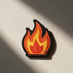 a retro minimalist clean fire warning flames patch