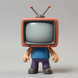 claymation man with tv screen for a face