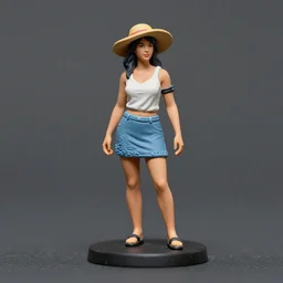 80mm resin detailed miniature of woman in vacation , clothed in summer , 4K, Full body