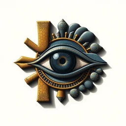 eye of horus making the letter k afro futurismo style