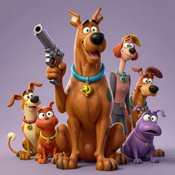 scooby doo holding a gun, six, torpid, wholesale, needy, absurd, highly detailed portrait, digital painting, artstation, concept art, smooth, sharp foccus ilustration, Artstation HQ