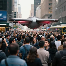 teleportation machine in a crowded and noisy city, with the feeling of being surrounded by people and the noise by oscar dominguez