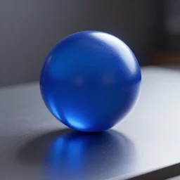 a blue ball on a table + specular highlights, ambient occlusion, global illumination, bump map, reflective, caustics, refractive, unreal engine 5
