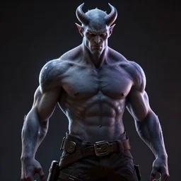 glowwave portrait of a muscular demon, au naturel, hyper detailed, digital art, trending in artstation, cinematic lighting, studio quality, smooth render, unreal engine 5 rendered, octane rendered, art style by pixar dreamworks warner bros disney red dead redemption far cry doom cyberpunk 2 0 7 7 riot games and overwatch.