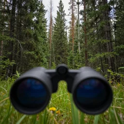 view from night vision goggles in a alberta forest