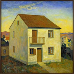 a painting of a house by salvador dali