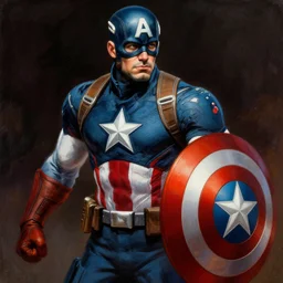 A striking painting of Captain America by Frank Frazetta, dramatic lighting, extremely high detail, trending on artstation,