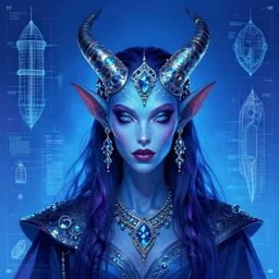portrait of jewel djinn wizard in the style of Rob Lefield and Dan Mumford , trending on artstation, digital art,surrealism ,macro,blueprint ,vaporwave ,