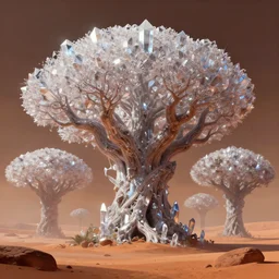 beautiful digital painting of huge monumental crystal trees on Mars trending on Artstation by Maciej Kuciara, 4K, UHD, High quality, fantasy/sci-fi, futuristic