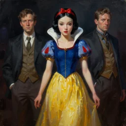 snow white, robopunk, oil painting, darkness, paint texture, digital painting, highly detailed, artstation, sharp focus, illustration, concept art, ruan jia, charlie bowater, tom bagshaw, norman rockwell