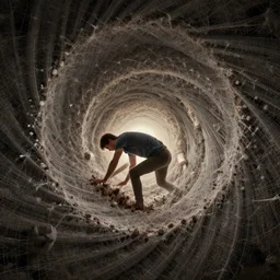 a man gets sucked into a fractal, ultra realistic, concept art, intricate details, highly detailed, wide angle, by android jones.