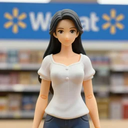 figurine of walmart chan wearing an elegant summer blouse, personification, embodiment of concept, symbolization, official store photo, commercial photo, featured on amiami, lovecraftian, 8 k, 8 5 mm, beautiful composition, smooth curves