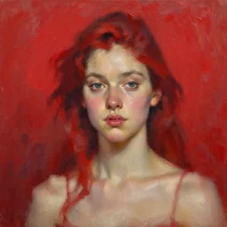 spontaneous unfinished romantic portrait under painting, beautiful juicy brush strokes, alla prima, realist, by richard schmid and sargent, trending on cgsociety, red