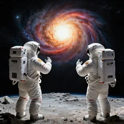 2 astronauts from the future watching the start of the Big Bang from space