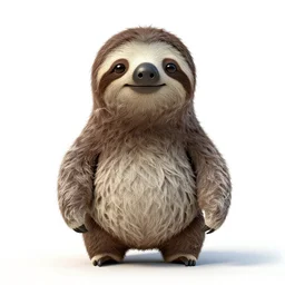 baby sloth, clean 3d render, full body, isolated on a pure white background, centered, entire subject in frame, sharp focus, soft studio lighting