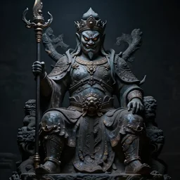 god of death, dark, dim colors, realistic, mythological,