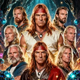 conan the barbarian portrait, bright colors, biotechnology, cave glowing stones, epic composition, donato giancola, tim hildebrandt, wayne barlow, bruce pennington, larry elmore - n 4